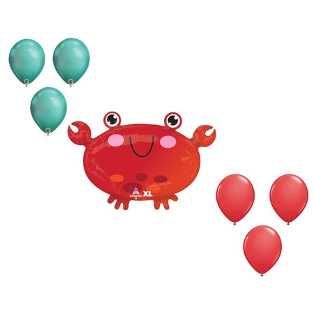 LOONBALLOON 17 Inch Crab Balloon Medium Shape Set 6x latex 86040